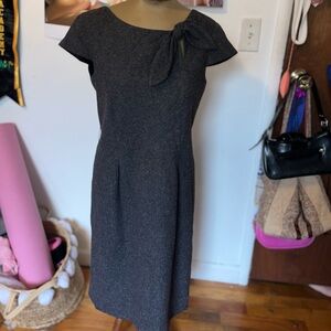Charcoal Midi Dress with Bow Detail